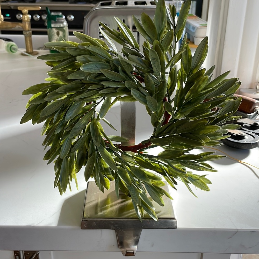 Restoration Hardware Polished Nickel Christmas Wreath Hanger Stocking Holder
